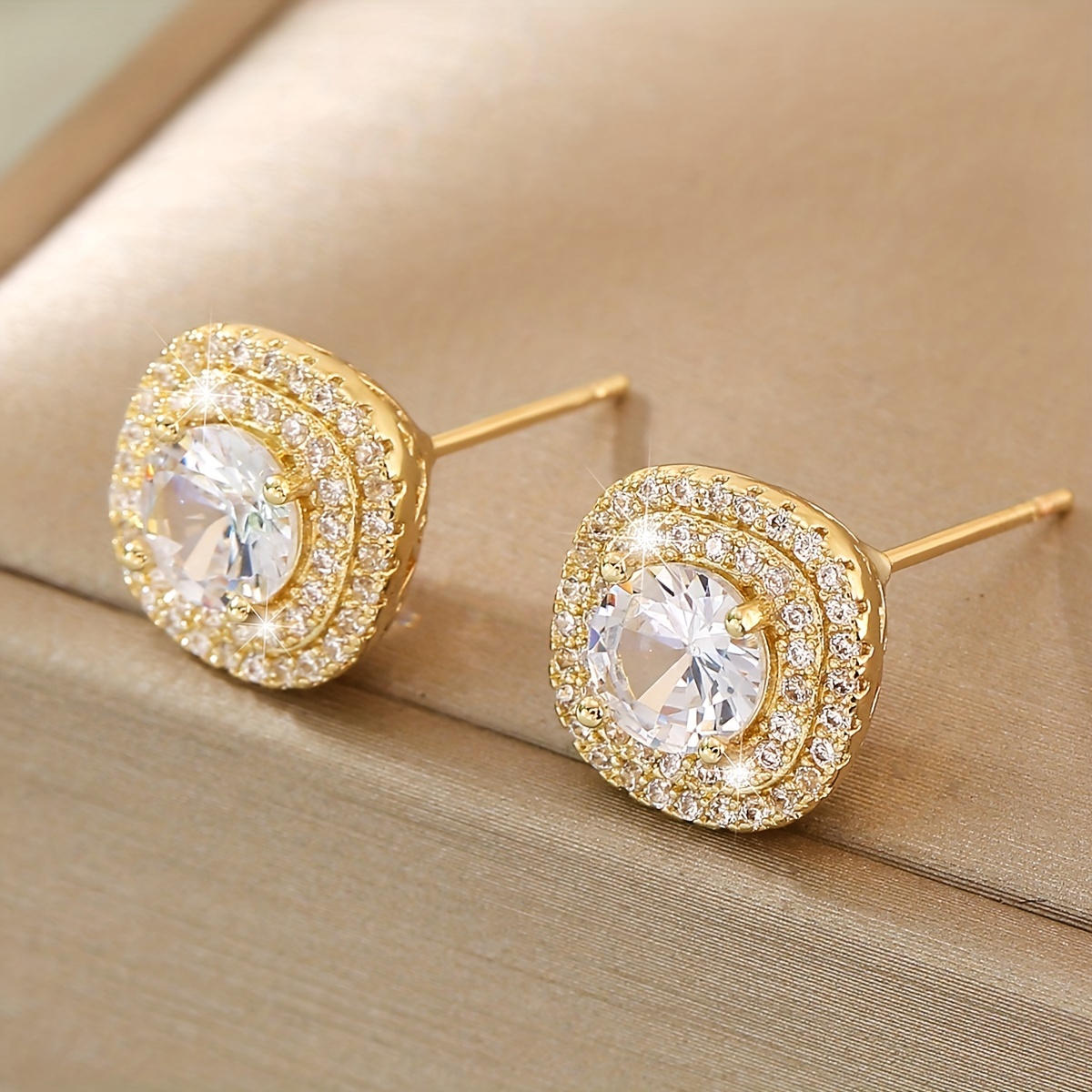 Square Copper Zircon Earrings For Wedding Parties Dating